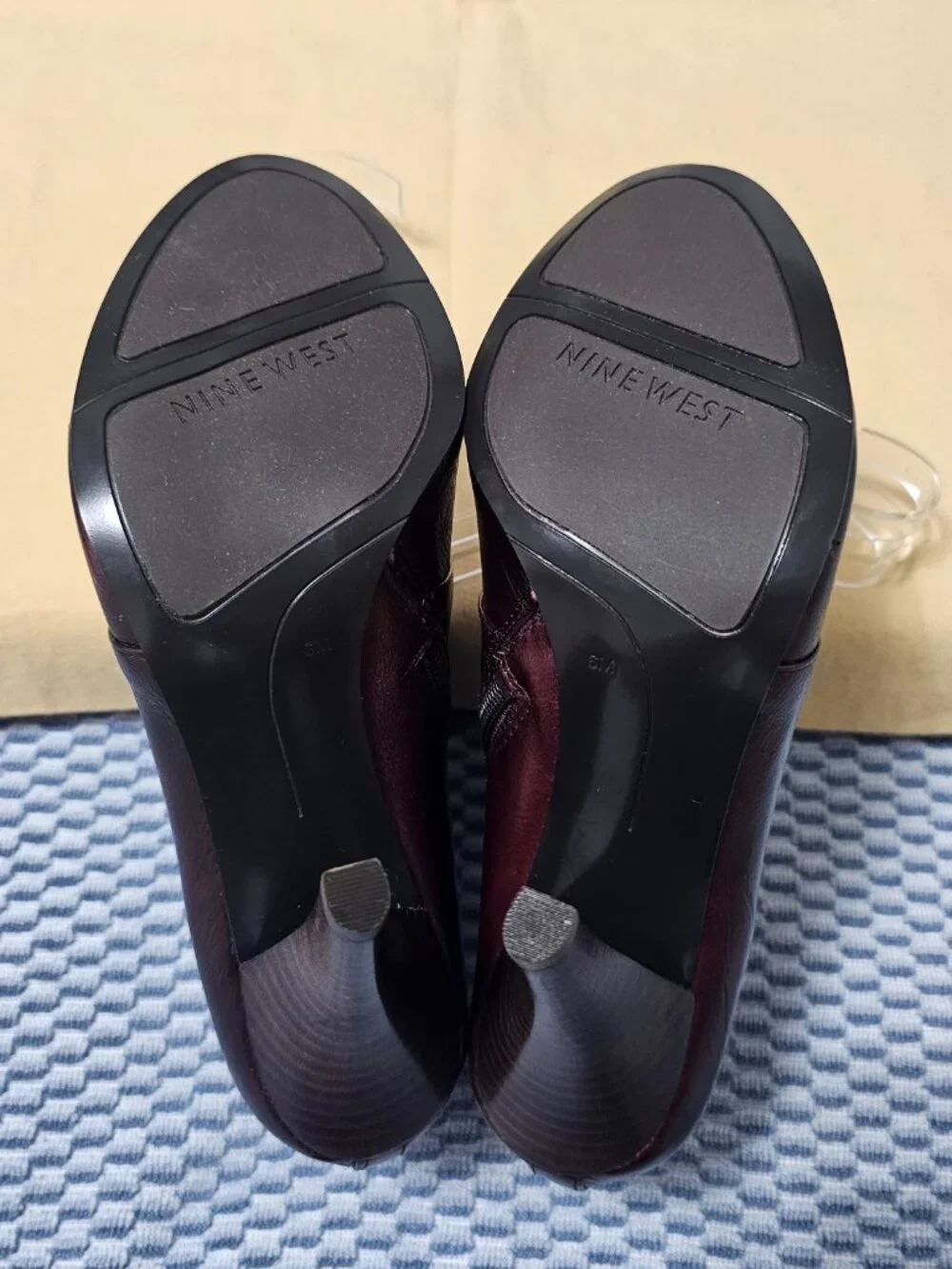 NEW Nine West Brown Leather Ankle High Heel Booties - Size 6 - Picture 7 of 8